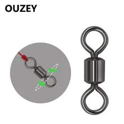 50Pcs Fishing Rolling Barrel Swivel Snap Stainless Steel Catfish Terminal Tackle Accessories for Saltwater Freshwater