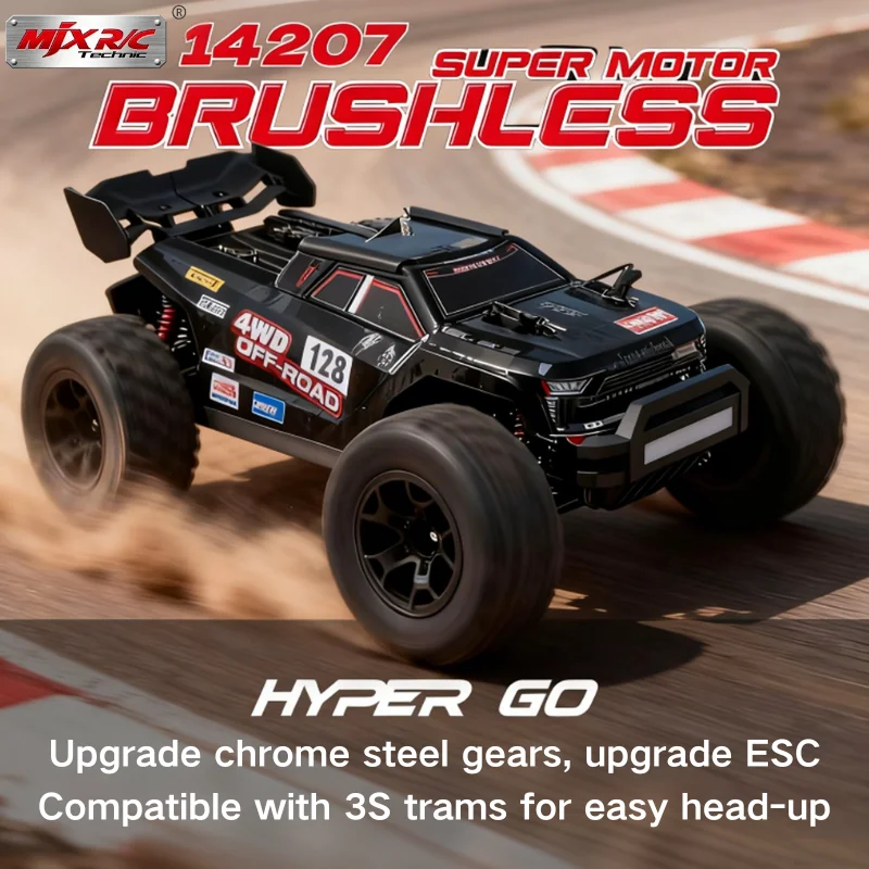 سيارة MJX HYPER GO 1:14 الجديدة بدون فرش تعمل بالتحكم عن بعد 14207، Bigfoot عالية السرعة، شاحنة سباق السيارات على الطرق الوعرة، هدية عيد للأطفال