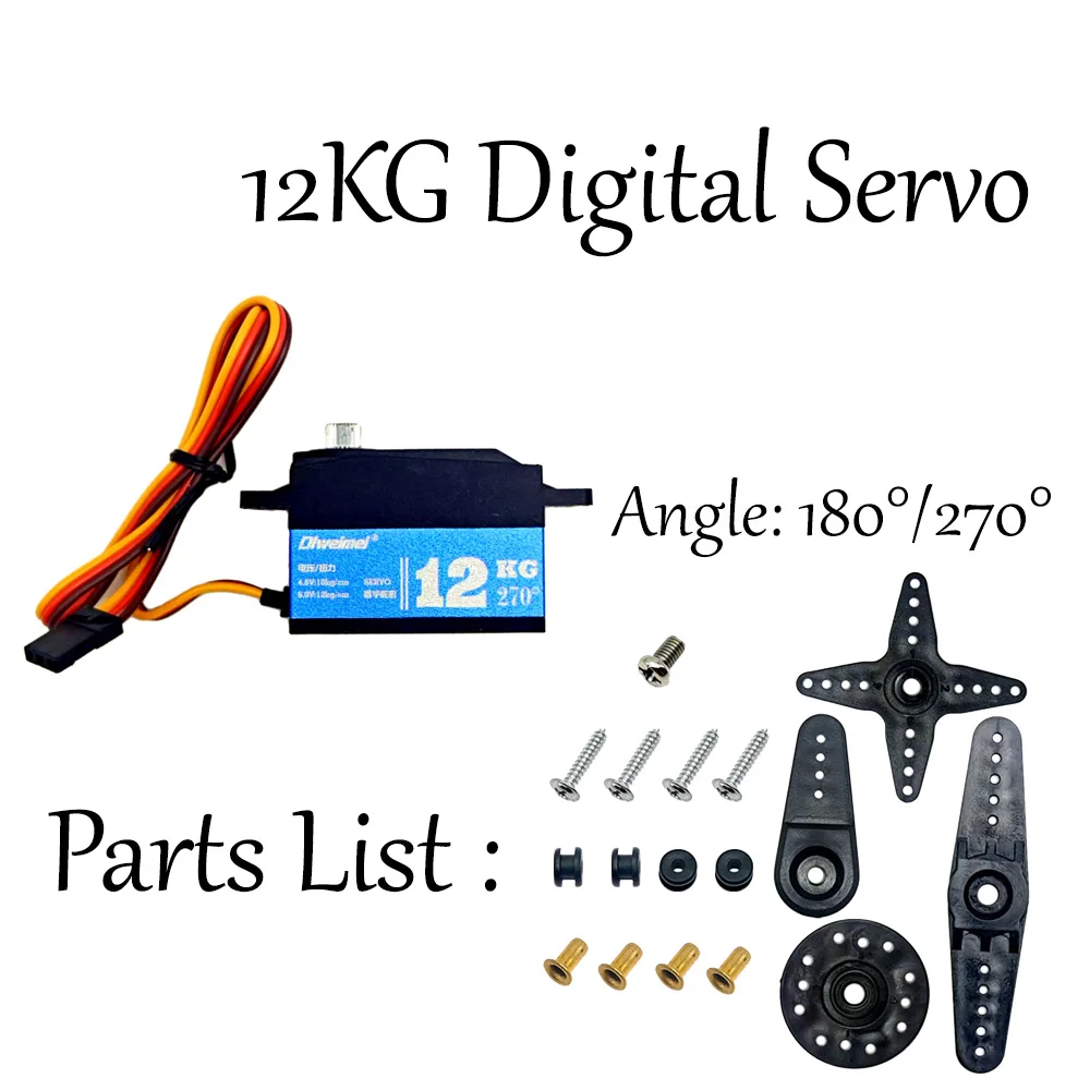 Servomotore a coppia elevata da 12 kg con ingranaggio metallico - Servo digitale per robot RC/auto/barca/sistema di controllo aereo