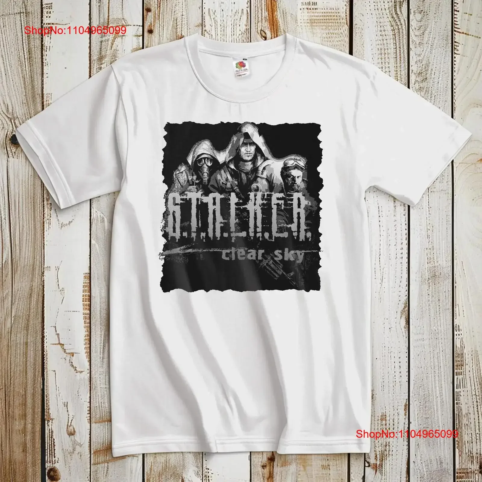 

Clear Sky V1 S T A L K E R Classic Video Game Shirt Retro Gamer Gaming Black and White Size 5XL vintage Washed streetwear