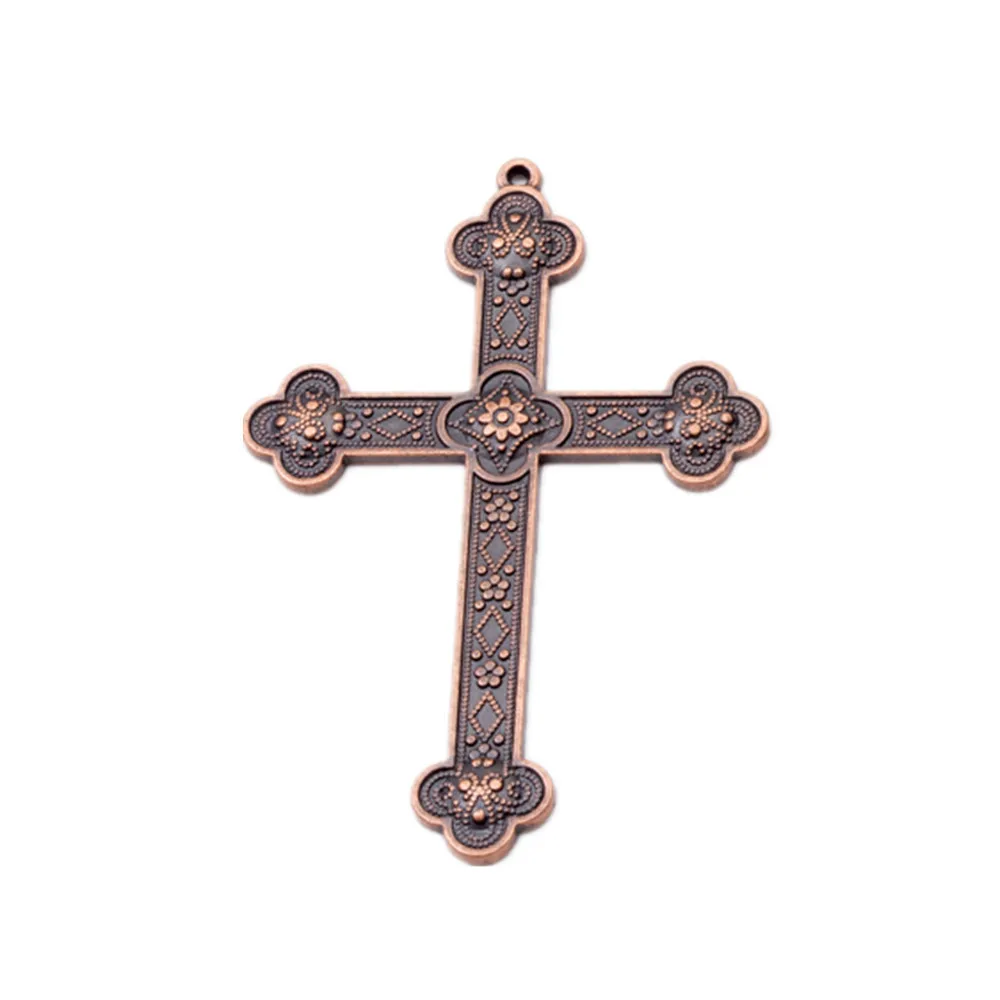 5pcs 80*53mm Alloy Charm 2sided Textured Big Cross Pendant H1122