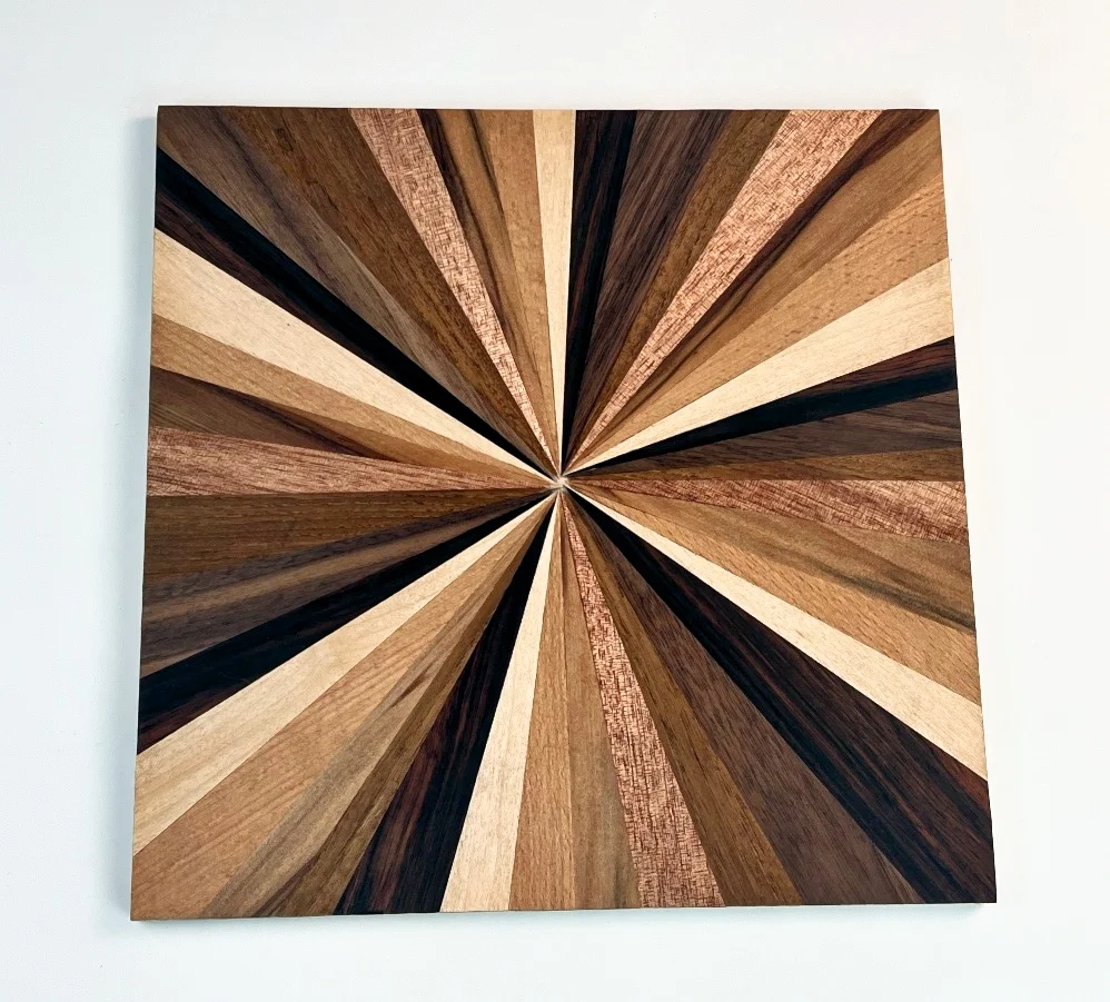 

Marquetry Natural Wood Veneer Handicraft Hand-spliced Geometric Wall Decorative Veneer Painting L:300x300mm Thickness 9mm