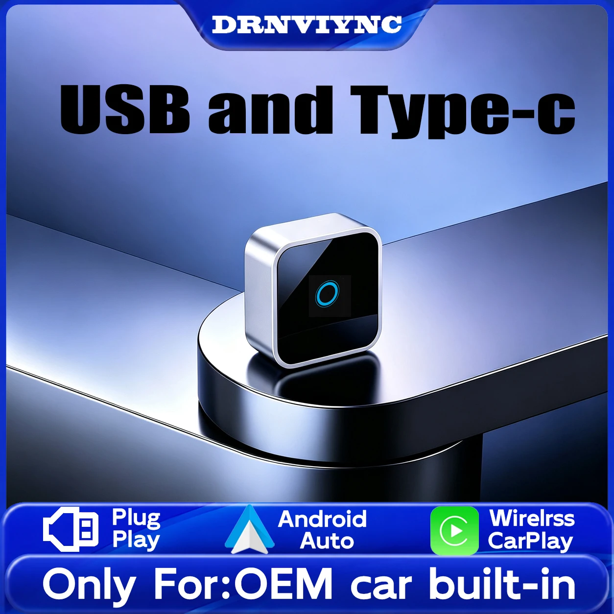 Travel Plug Type C - DRNVIYNC Bezprzewodowy adapter CarPlay MirrorLink Przewodowy