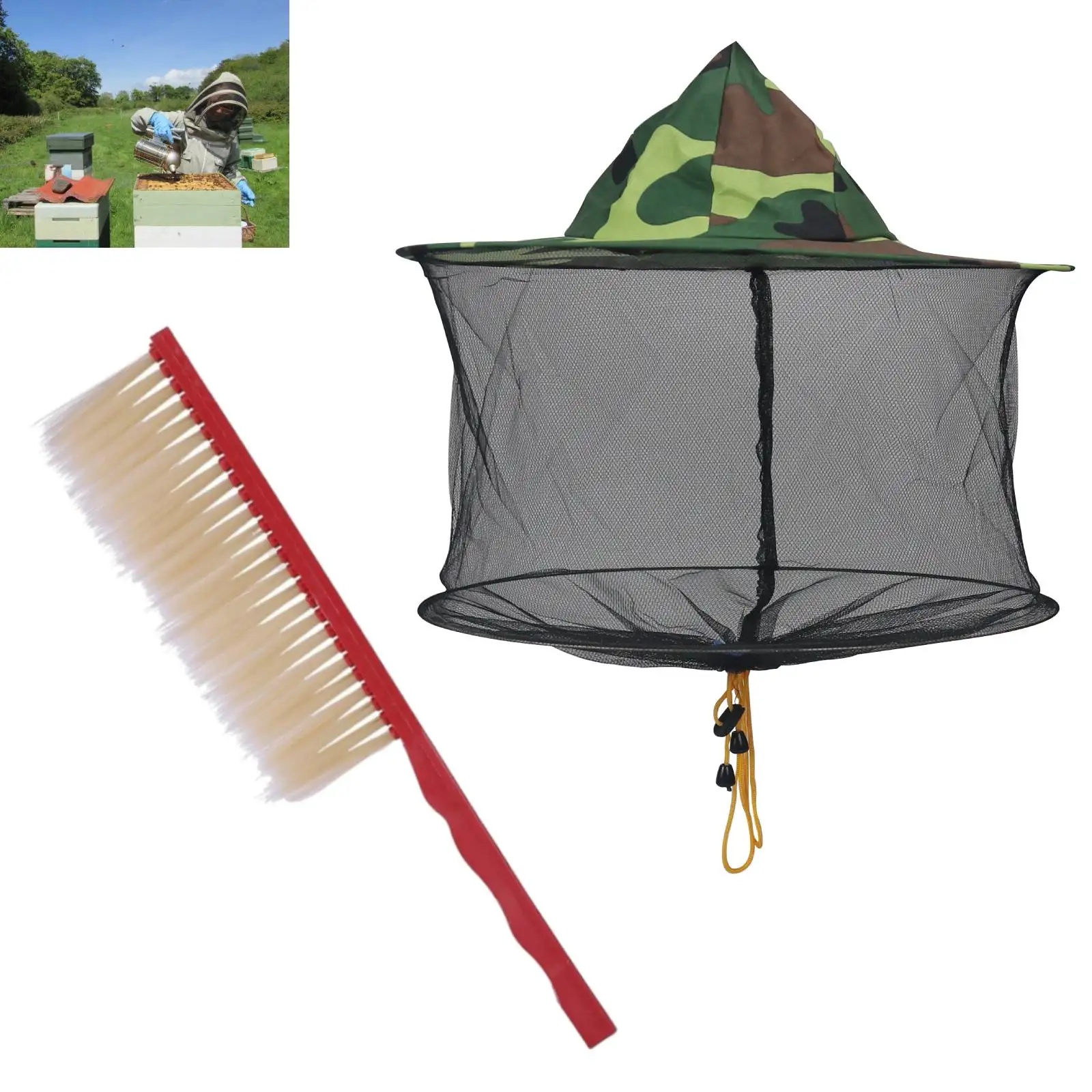 1 Set/ 2 Sets Beekeeping Supplies Kit Essential Beekeeping Tools with Honeycomb Frame Bee Brush
