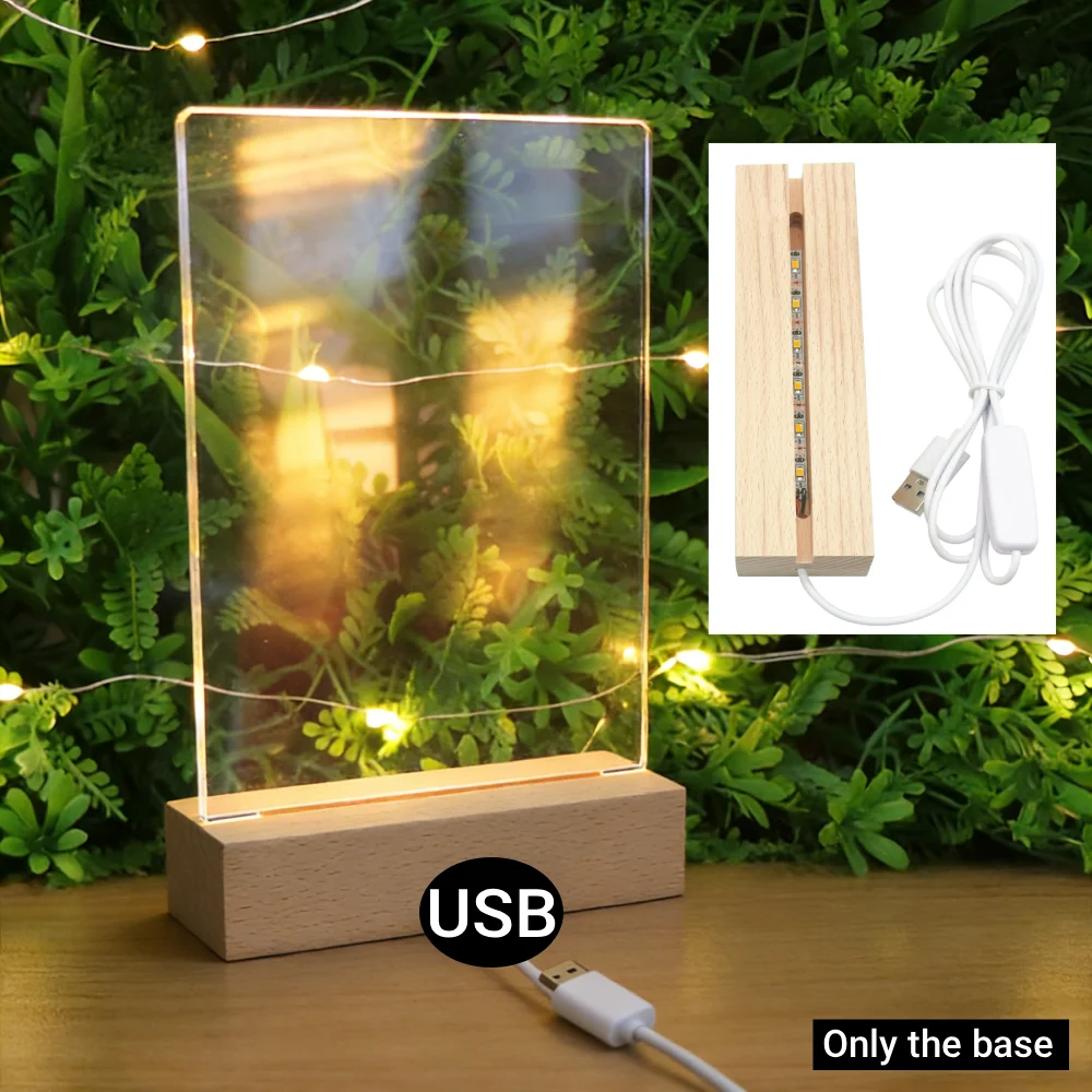 

2pcs USB-Powered Stand LED Wood Display Base Home Decor 20000H Lifespan for Resin Art/Crystal Crafts/Christmas Decor