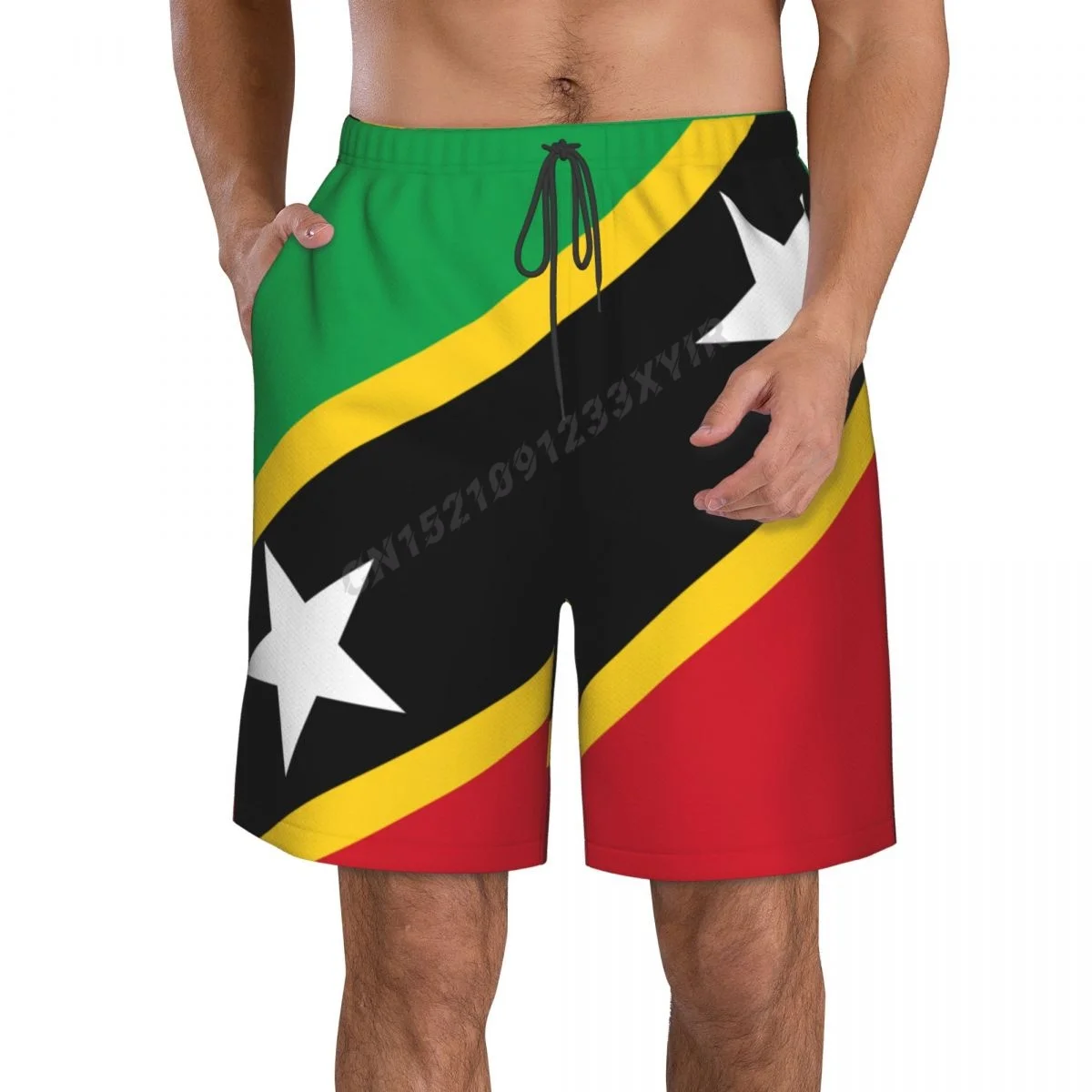 Summer Men's Saint Kitts And Nevis Flag Beach Pants Shorts Surfing M-2XL Polyester Swimwear Running