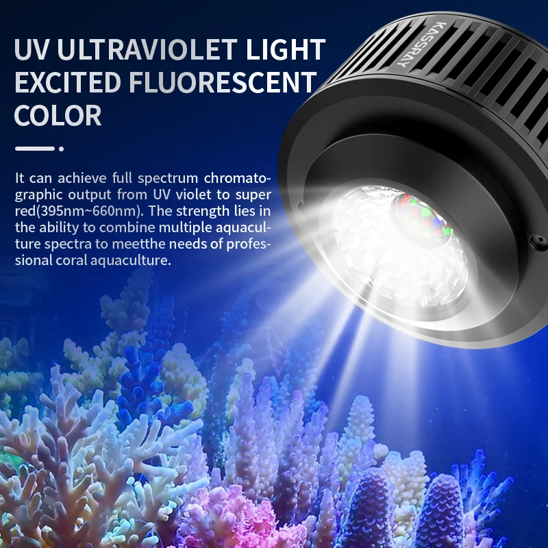 Kassray NEW Mold V 9 96 W Marine Reef Coral Light Full Spectrum 6-Way WIFI Smart Led Light For Marine Saltwater Coral Tank