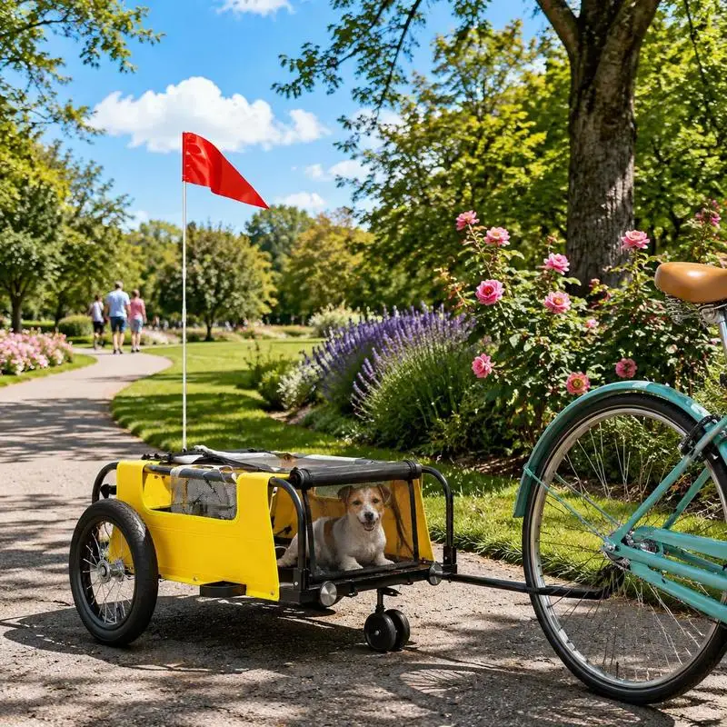 Remorque Vélo Arrière Jaune, Chariot de Transport Vélo avec Cadre en Fer et Toile Oxford, Coffre Compact pour Bagages, Remorque Vélo Légère pour Camping, Randonnée, Courses, Voyage et Transport Extérieur