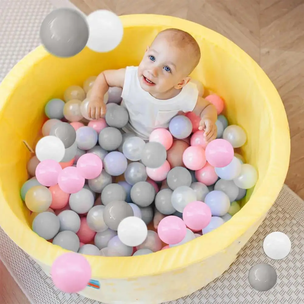 100Pcs/Set Plastic Toy Balls for Kids Colorful Pit Ball 3 Colors Thickened Indoor Outdoor Baby Toddler Round Ocean Ball Pool Toy