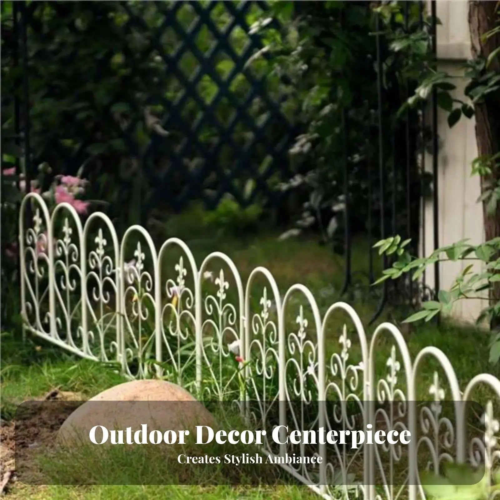 Metal Garden Fence Wrought Iron Decorative Panel for Flower Bed Border Patio Balcony Outdoor Privacy Screen