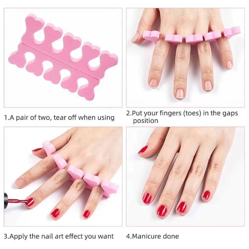 Fotografia 3: 100 Peças Separadores de Dedos Macios em Formato de Coração, Design Flexível, Ferramentas para Nail Art, Prática de Nail Art, Protetores de Pés, Manicure e Pedicure