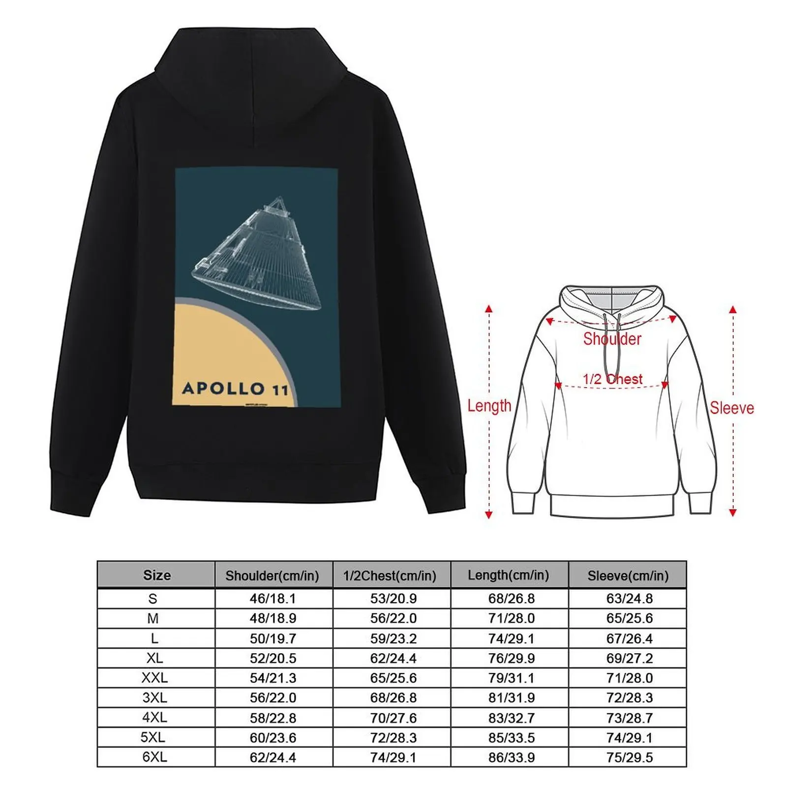 أبولو 11 وحدة الهبوط هوديي الرجال العرق قميص أنيمي الملابس الذكور الملابس الجمالية هوديس للرجال