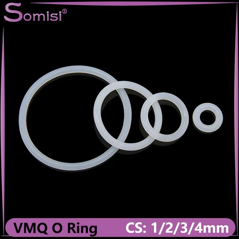 50pcs VMQ O Ring Gasket Thickness CS 1/2/3/4mm White Food Grade Waterproof Washer Round O Shape Silicone Rubber Rings