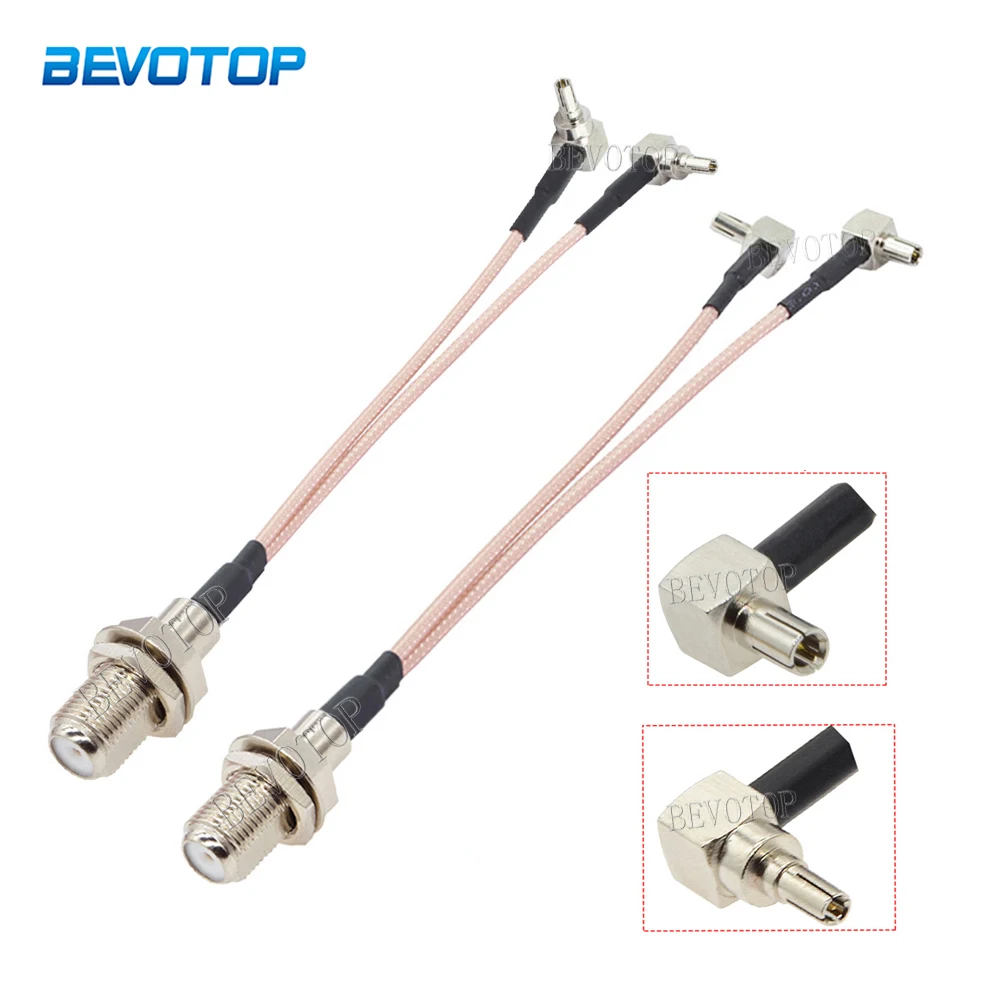 15CM F Female Jack to Dual CRC9/TS9 Male 90 Degree Y Type Splitter Combiner RG316 Jumper Pigtail 3G/4G Antenna Extension Cable