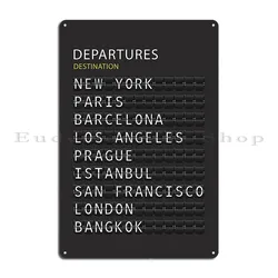 Airport Departures Board Print Metal Plaque Vintage Plaques Pub Plates Create Garage Tin Sign Poster