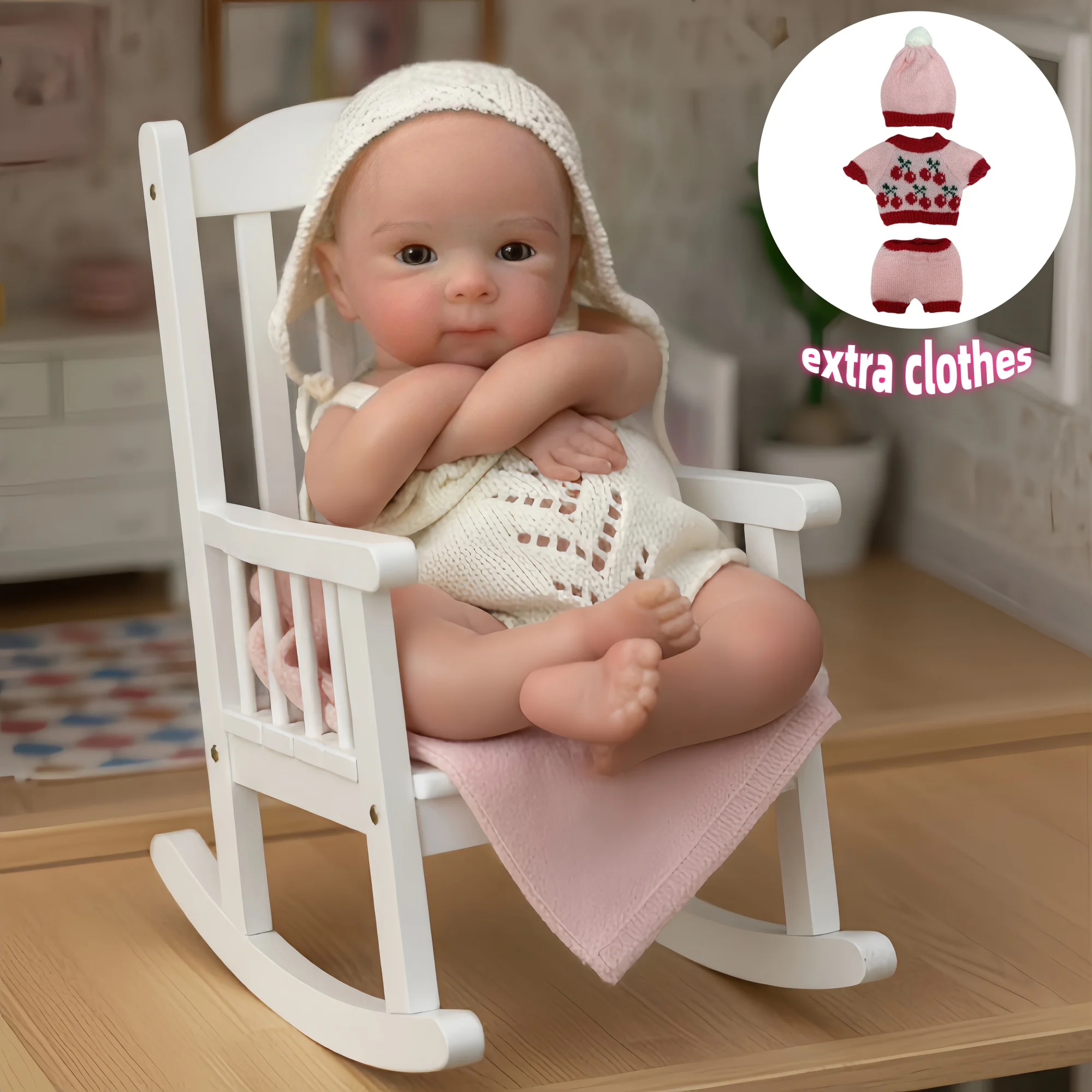 13 Inch Open Mouth Silicone Bettie Girl Handmade Reborn Doll with 2 Sets of Clothes Washable Collectible Muñecas Renascida Bebe