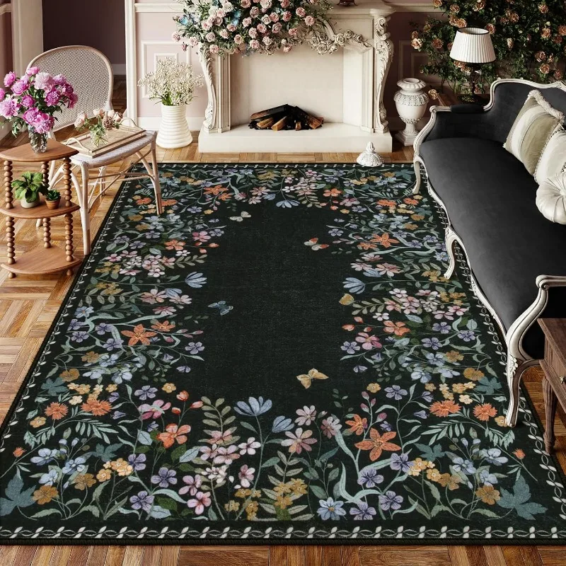 Rug for Bedroom Floral Print Area Living Room Carpet Non-Slip Machine Washable Floor Mat Soft Bedside Rugs Ковер Tapis Alfombra - Image 3