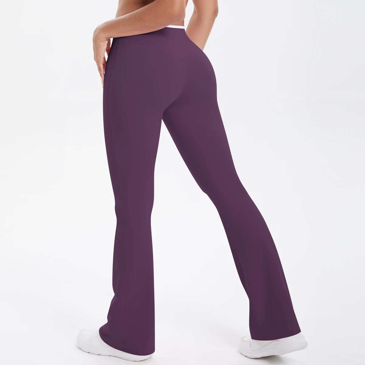 1PC Women's Pants and Trousers Gym Sports Running Women's Wide-leg Pants Color Blocking V Waist Hip Push Up Summer Bell-bottoms