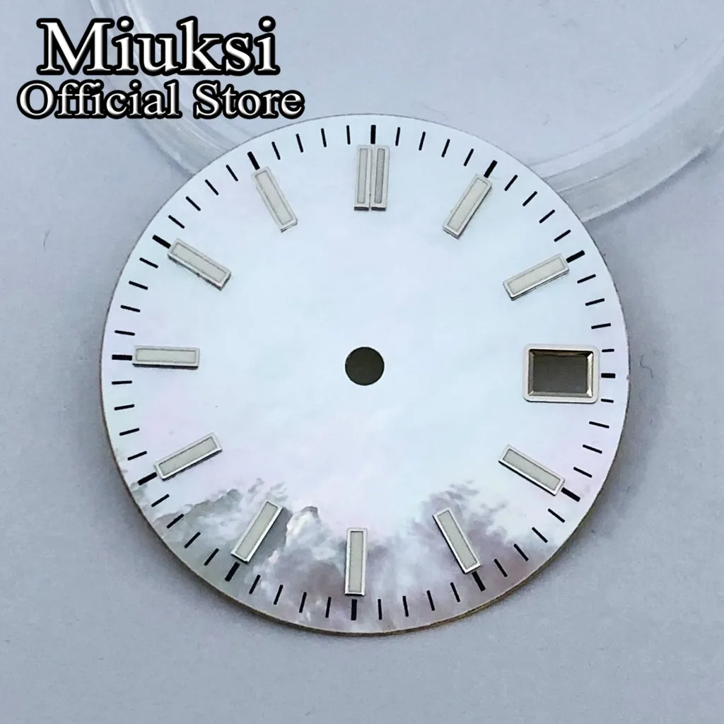 Miuksi 28,5mm Silber Blau Gold Steriles Uhrenzifferblatt Leuchtend Passend für NH34 NH35 Uhrwerk Passend für 3/3,8/4,2 Uhr Krone – Detail 3