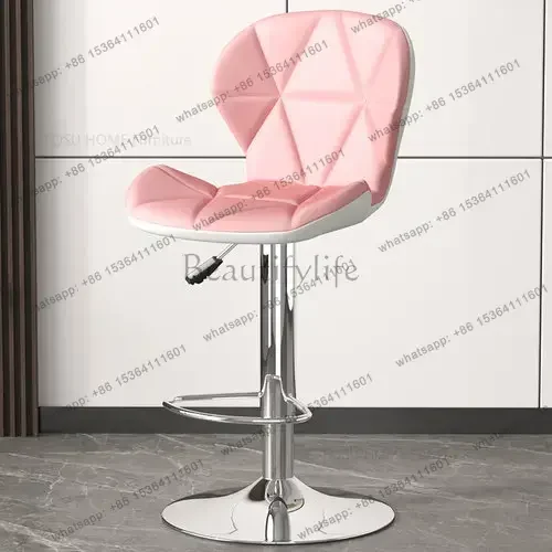 

Nordic Light Luxury Barber Chairs Modern Bar Chair Comfortable Beauty Stools Rotating and Lifting Home Back High Foot Bar Chairs