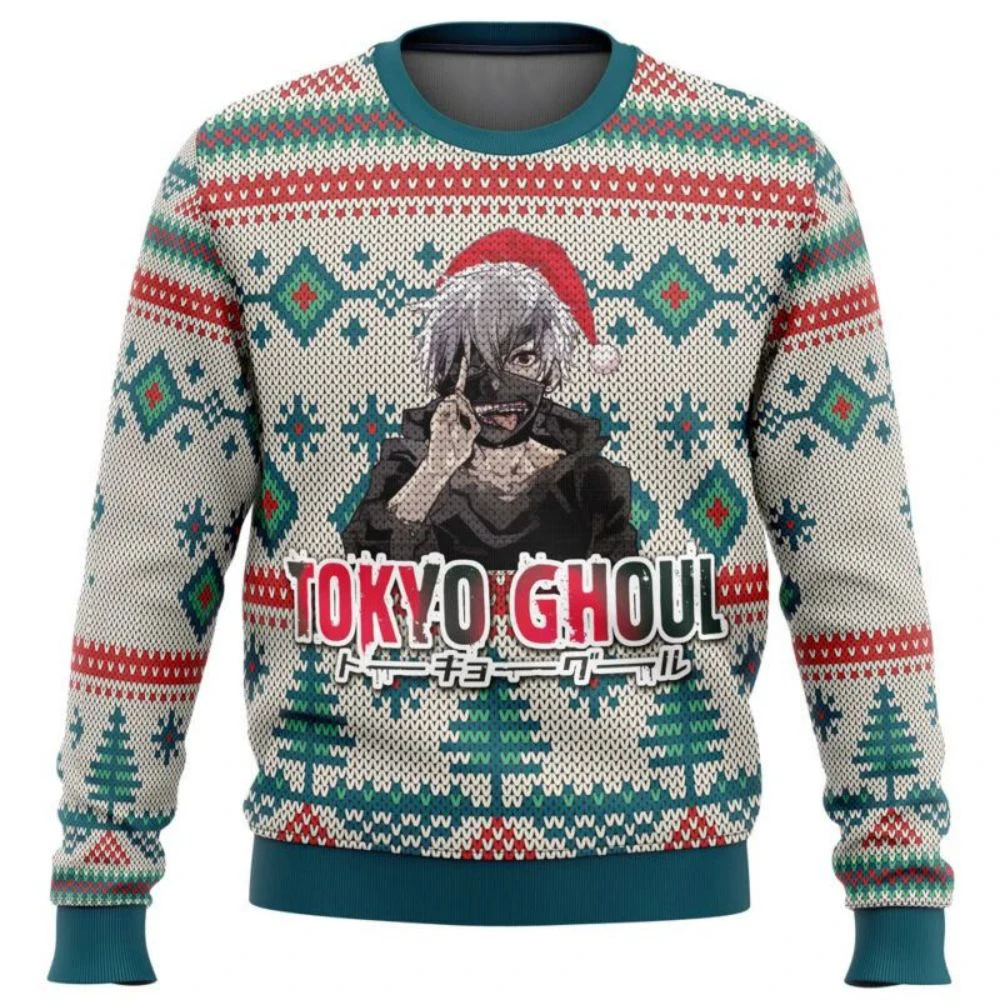 Tokyo Ghoul Trust Ugly Men\'s Comic Cosplay Christmas Sweater 3D Sweater, Top, Autumn and Winter Clothing