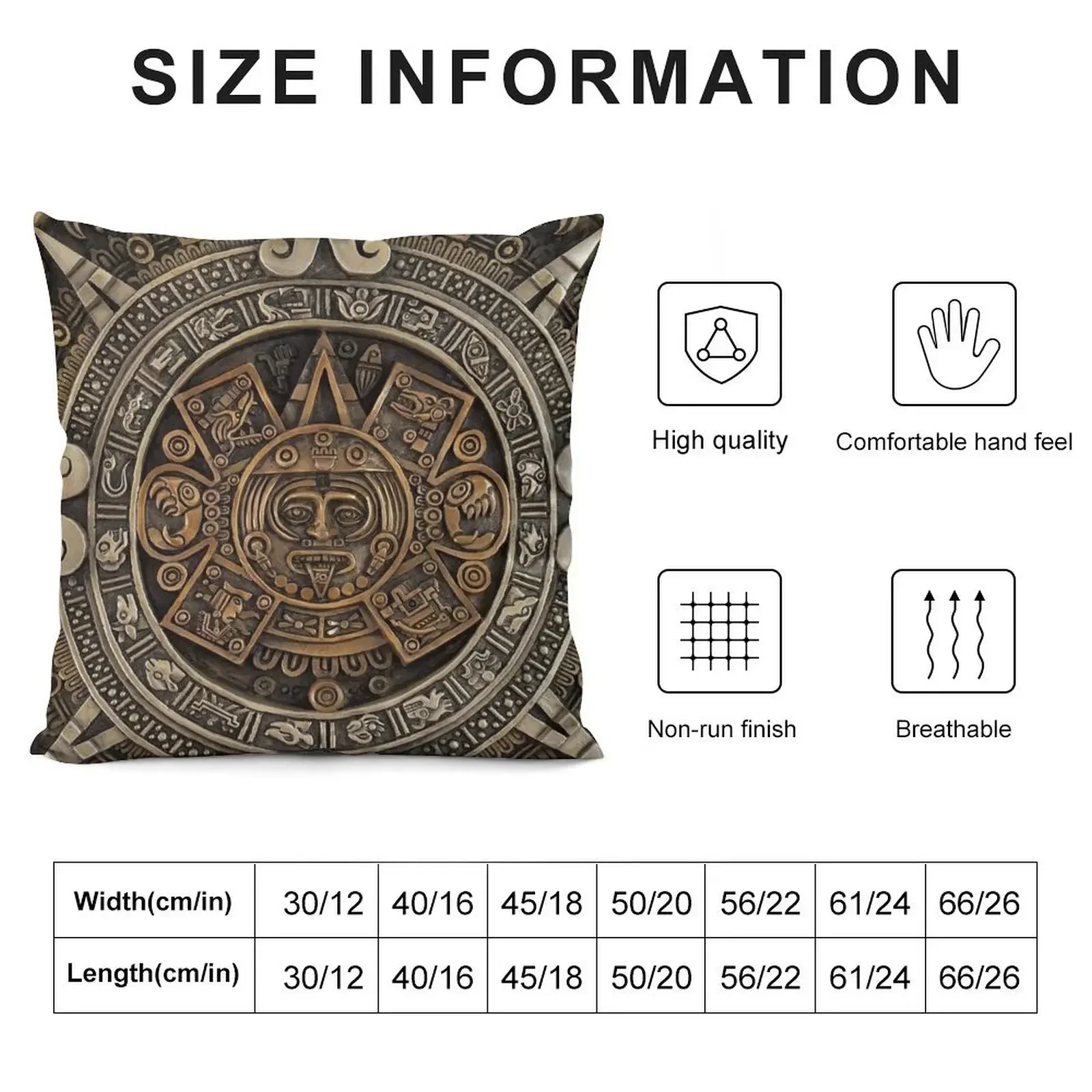 Aztec/Mayan Calendar in Gold and Bronze Throw Pillow Decorative pillow case covers for pillows home decor items pillow