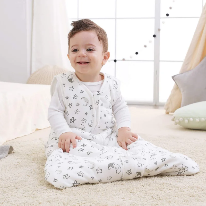 Sacchi a pelo senza maniche per bambini coperta indossabile invernale per bambini con cerniera a 2 vie sacco a pelo in cotone 2.5 TOG articoli per neonati Unisex