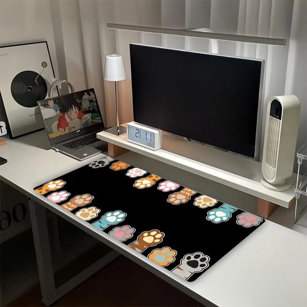 Colorful Cute Cat Paw Large Gaming Mouse Pad Non Slip Rubber Desk Mat Kawaii Keyboard Mat for PC Laptop Office Gamer Home Decor