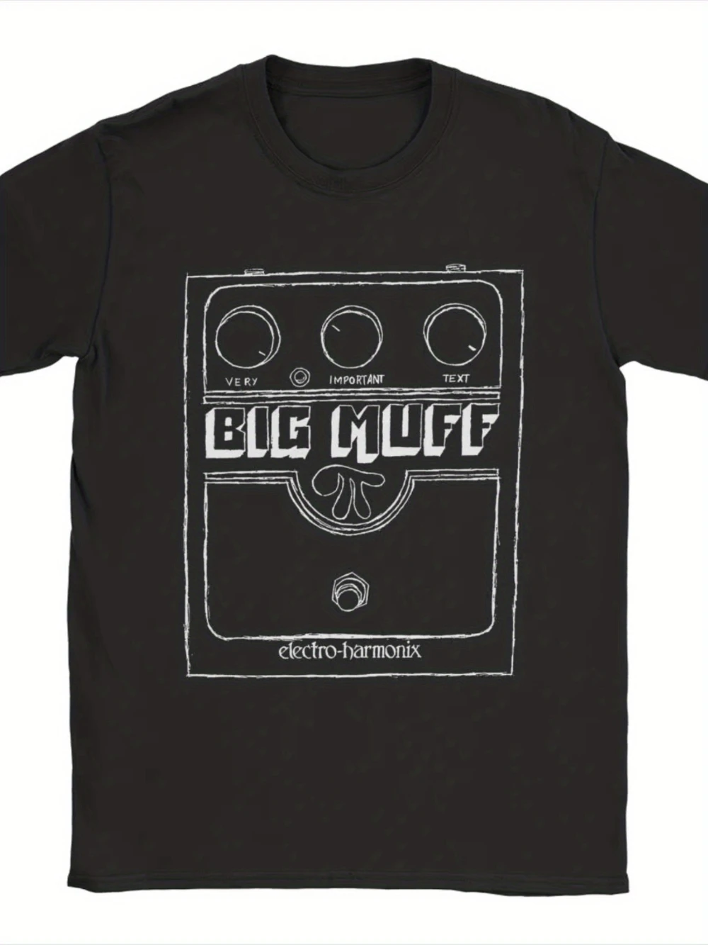 Ropa informal de verano, con camisetas negras extragrandes, inspiradas en los pedales de efectos de guitarra Big Muff Electro Harmonix.