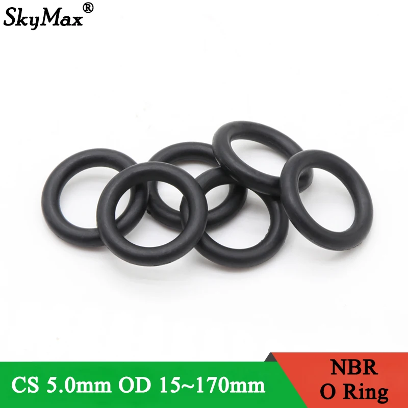 

10Pcs NBR O Ring Gasket OD 15~170mm Thickness CS 5mm Black Nitrile Rubber Round O Type Corrosion Oil Resist Sealing Washer