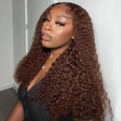 250 Density Human Hair Wigs Chocolate Brown Lace Front Wig Curly Wigs 13x6 Hd Lace Frontal Wig Colored Brazilian Hair for Women