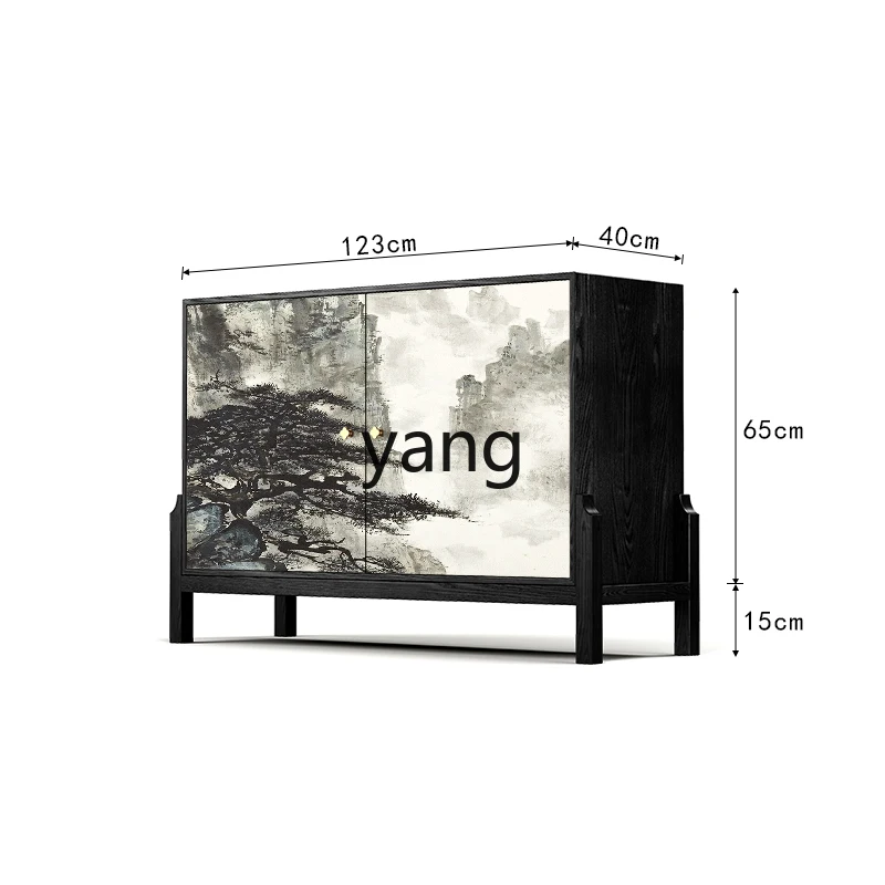 

LH solid wood dining side entrance cabinet, new Chinese landscape bucket cabinet next to the sofa in the living room