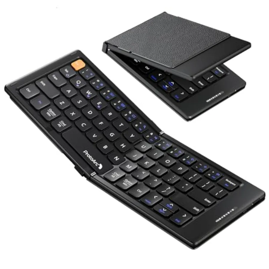 

Foldable Compact Keyboard XK04 Portable Bluetooth Keyboard with PU Leather Cover Pocket-Sized Wireless Travel Keyboards for iPa