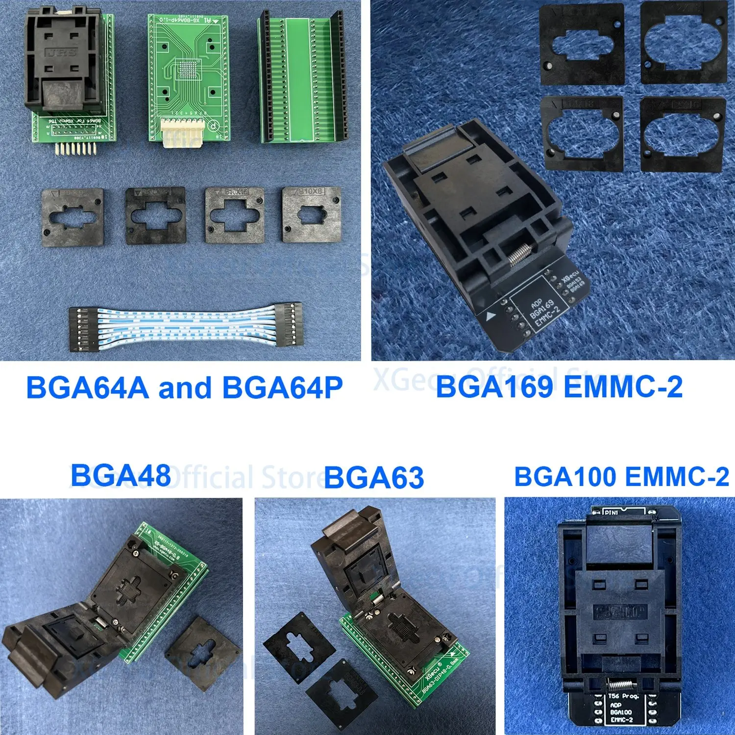 BGA48-DIP48 BGA63-DIP48 BGA64-DIP48 BGA153/169 EMMC-2 BGA100-DIP48 adapter only for XGecu T56 programmer