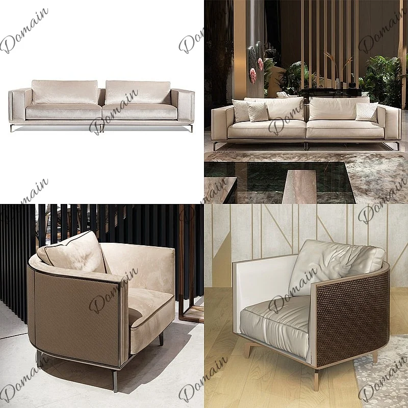 Italian light luxury designer fabric sofa simple modern small apartment living room home multi-person sofa