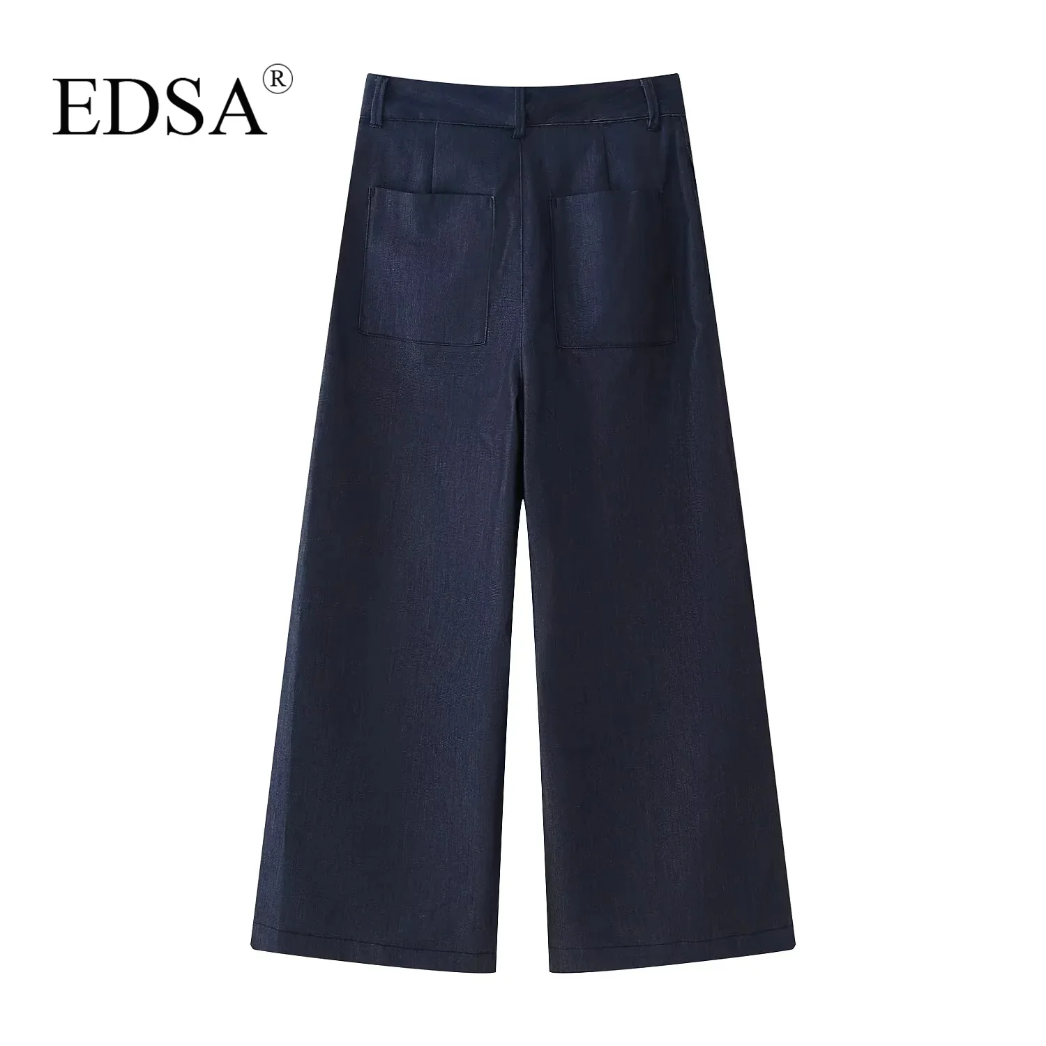 EDSA Women Fashion 2-częściowy zestaw Cropped Button Jacket & High Waist Culotte Trousers for Casual Female High Streetwear