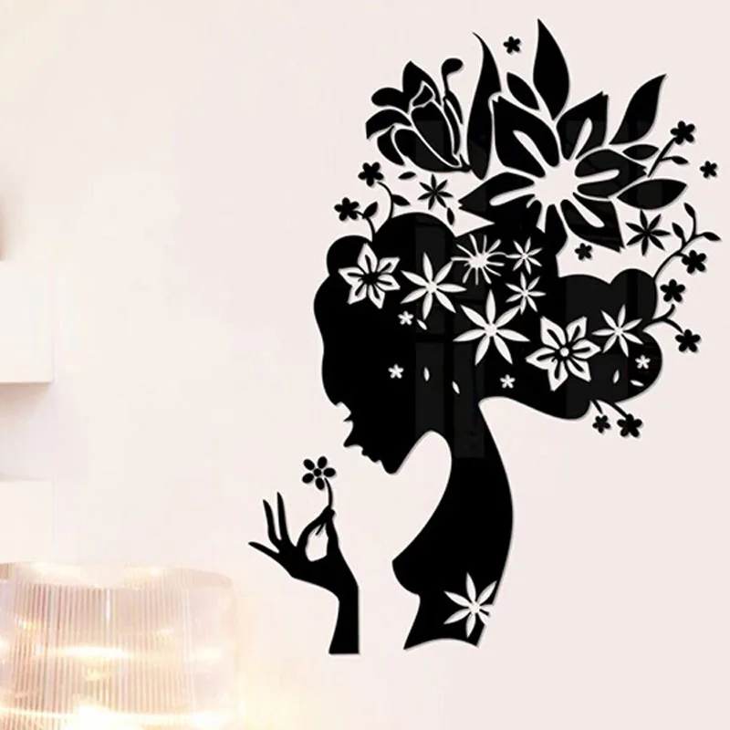 Flower Fairy Crystal Stereoscopic Wall Stickers 3D Mirror Acrylic Background Stickers