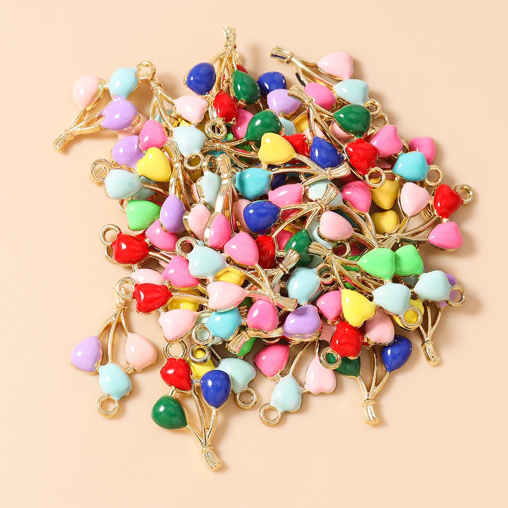 Leslie 20pcs 15x22mm Colorful Sweet Lovely Balloon Charms Enamel Pendants for DIY Earrings Necklace Jewelry Making Accessories