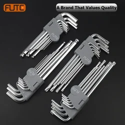 FUTE 9PCS Double-End Screwdriver Inner Hex Key Wrench Set Allen Key Hexagon Flat Ball Torx Star Head Spanner Key Set Hand Tools