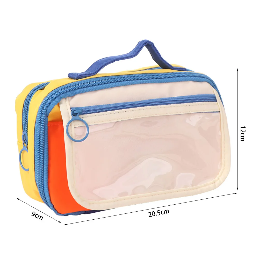 Estuche para lápices de lona multifuncional de gran capacidad, bolsa de almacenamiento de papelería portátil con cremallera, soporte multicapa, bolsa para lápices para estudiantes