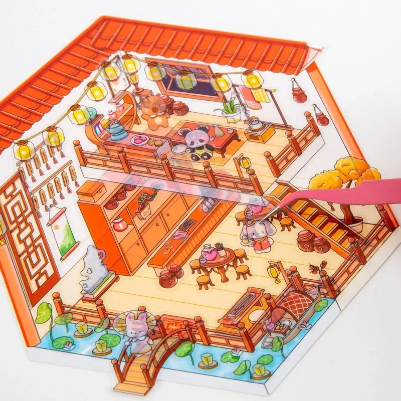 3D Diy Creative Pet Cartoon Sticker Miniature Landscraping Scenes Decora Stress Relief Sticker Toy for Adult Children Waterproof