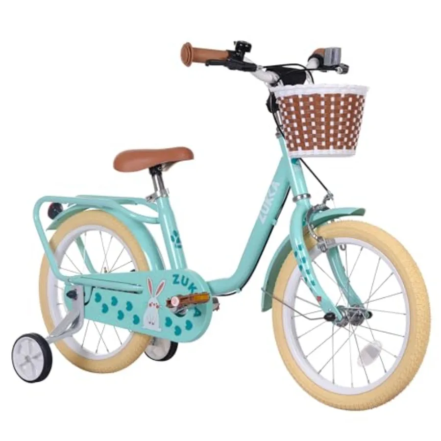 

16 Inch Bike for 4-7 Years Old Boys Girls Kid's Bicycle with Trainning Wheels Front Basket Rear Rack 16" Child Bikes Great Gift