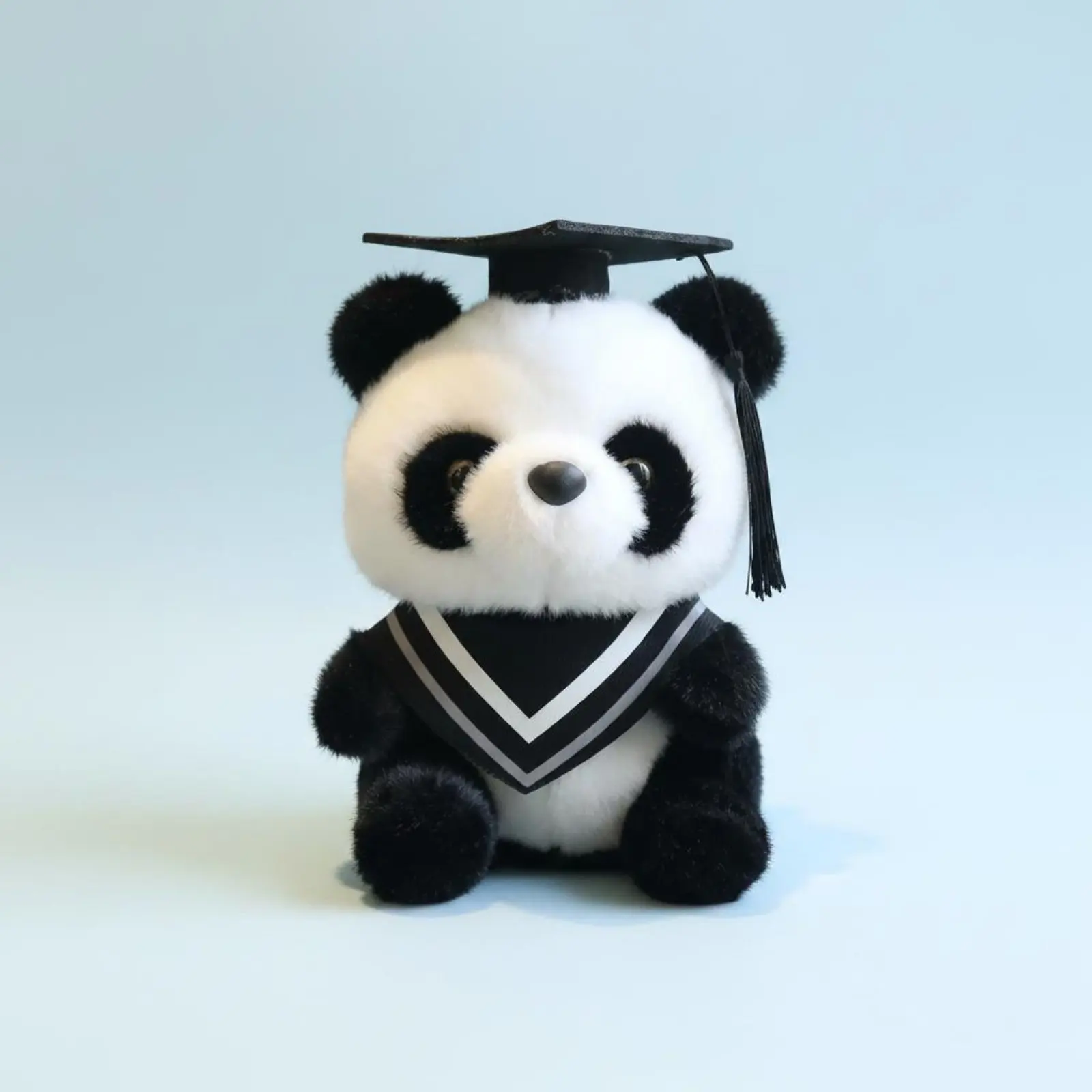 2 Pieces Graduation Panda Stuffed Toy Custom Name Printing Doctoral Panda Stuffed Toy Cute Design Wearing Cap and Gown
