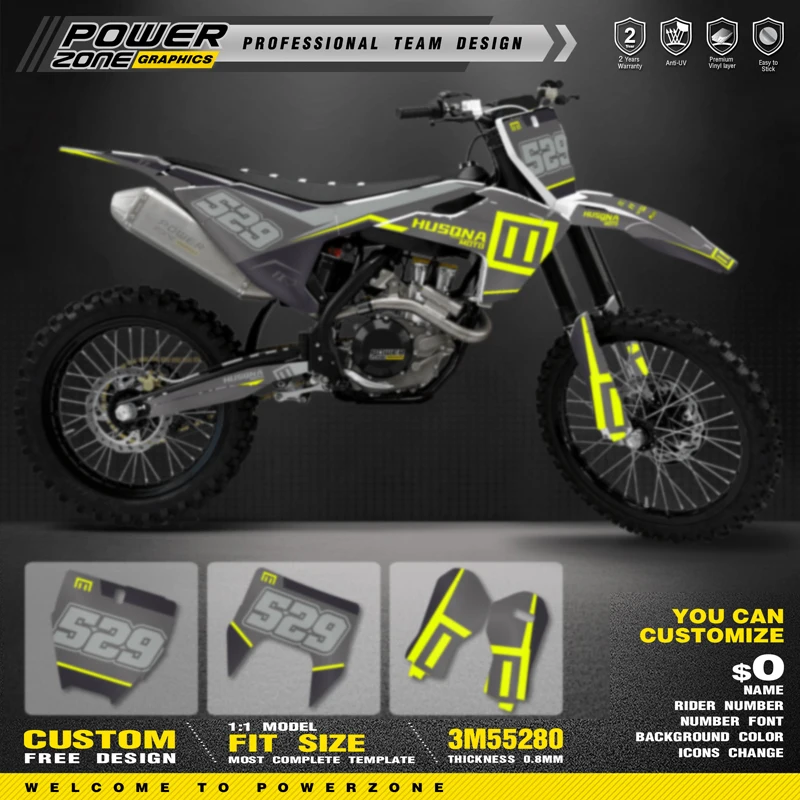 

PowerZone Custom Team Graphics Decals For 3M Sticker Kit For Husqvarna Sticker 2016-18 TC FC TX FX FS 2017-19 TE FE 125-450cc 81