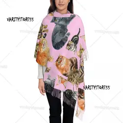 Cute Cat Printed Scarf Men Women Winter Warm Scarves Shawl Wrap