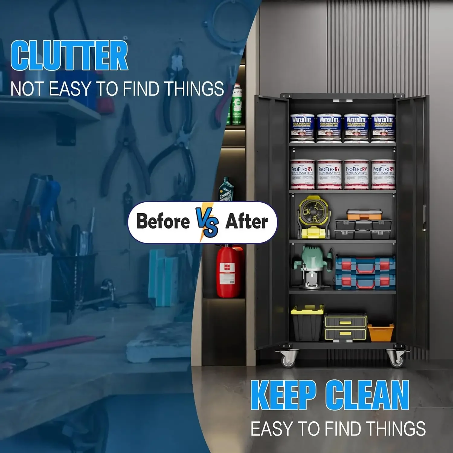 خزانة تخزين جراج معدنية بعجلات، قفل خزانة تخزين معدنية