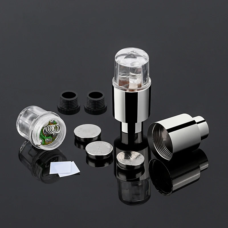 2/4 قطعة أضواء العجلات غطاء سيارة موتو دراجة عجلة الإطارات الإطارات صمام الهواء الجذعية مصباح ليد غطاء صمام النيون مصباح الإطارات محور الملونة وامض #4