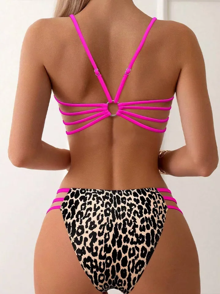 Vzvn Sexy Leopard High Waist Bikinis Women Split Swimsuit Beach Brazil Bikini 2026 New All Season Backless Bikinis 2 Piece Set
