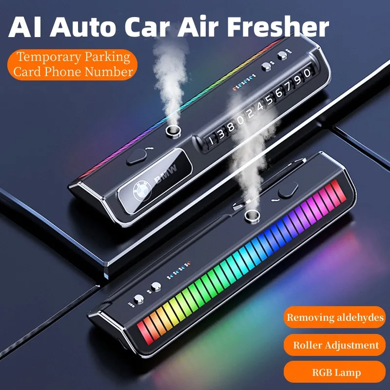 

Intelligent Car Fragrance Spray Perfume Ambient Light Car Temporary Parking Mobile Phone Number Plate Automotive Ornaments