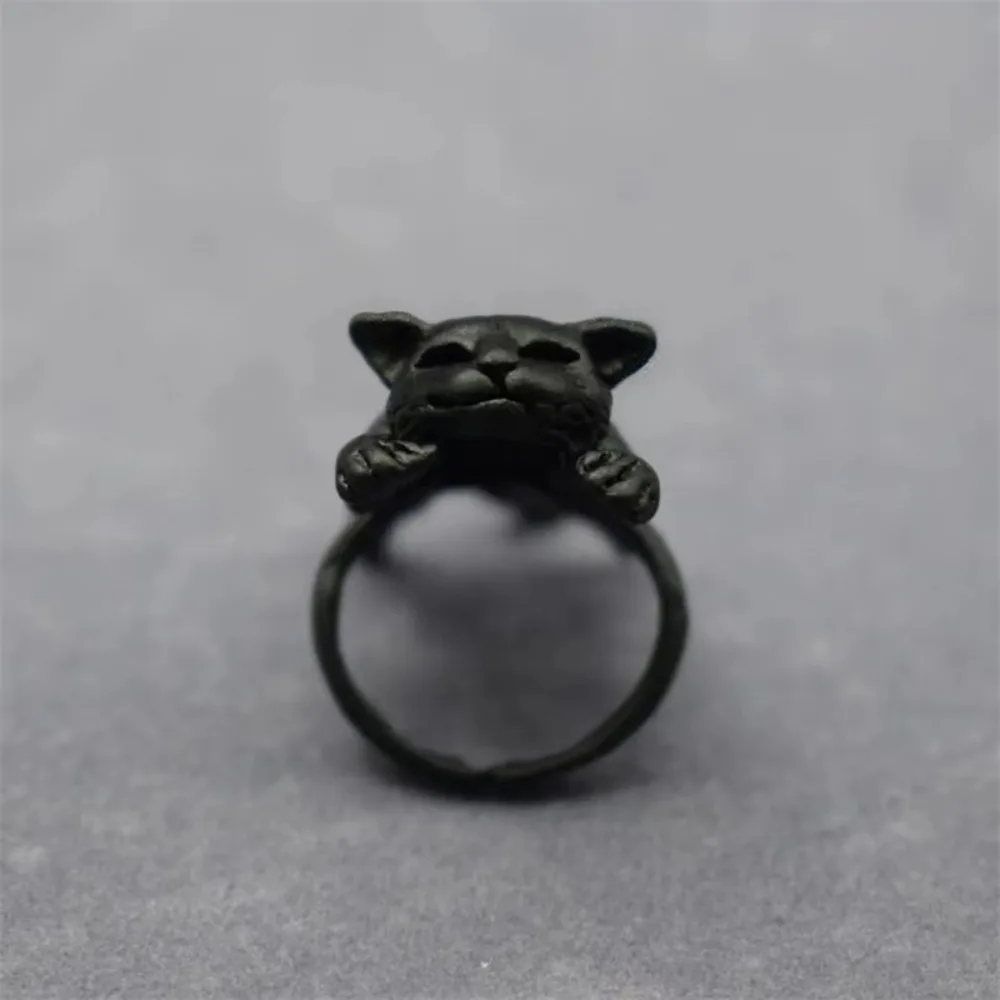 New Simple Creative Personalized Design Cat Ring Fashion Trend Cute Animal Opening Adjustable Ring Punk Niche Party Gift Jewelry